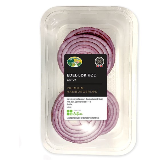 Hamburgerløk rød, skivet 250 g