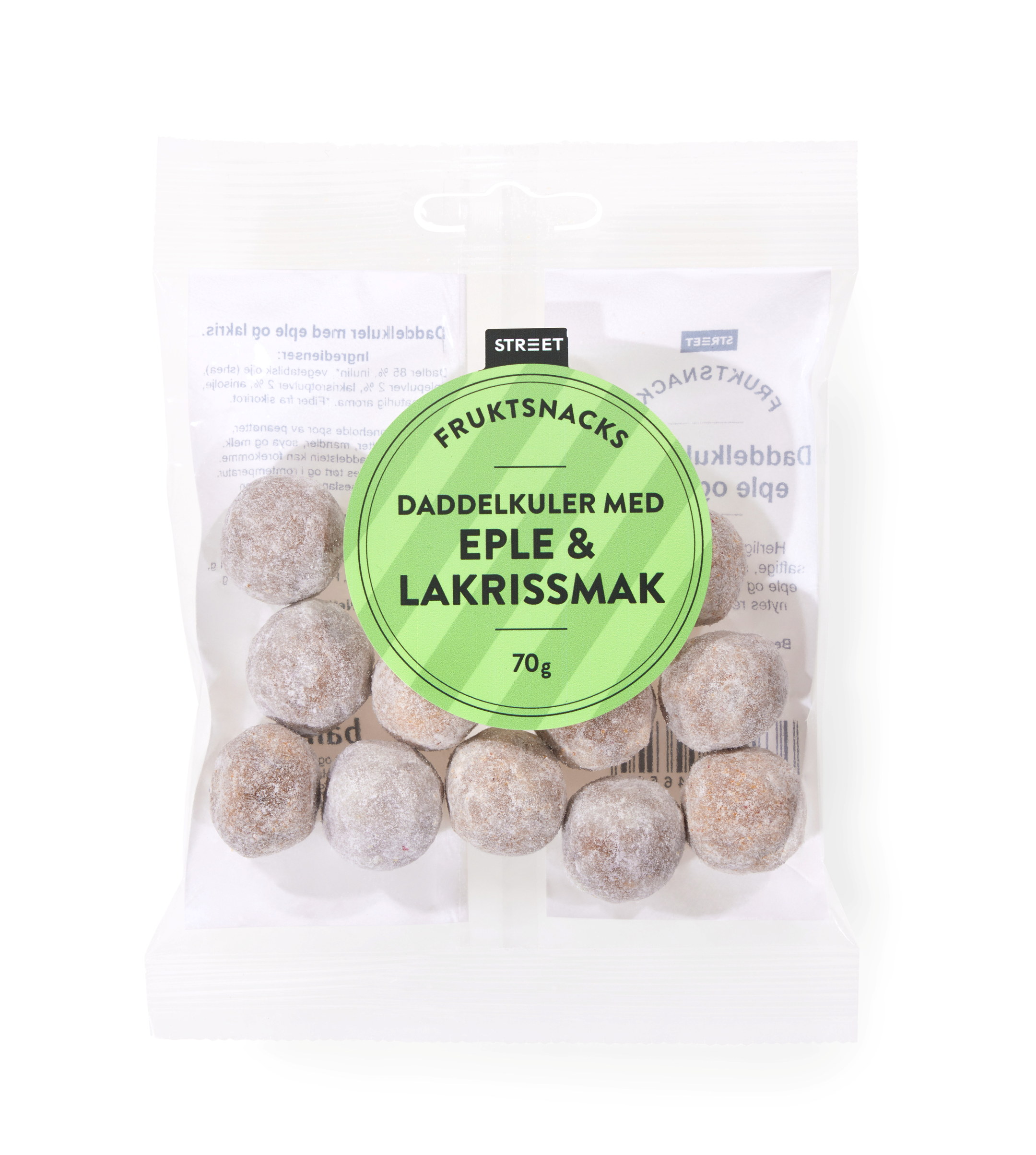 Street daddelkuler med eple og lakrissmak 70 g